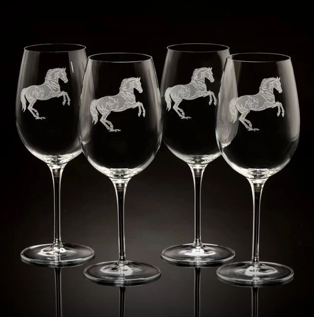 rrh03 Wine Glasses (4) Rearing Horse