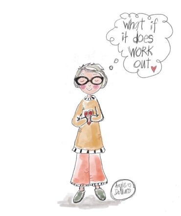 Illustration of a woman optimistically thinking.