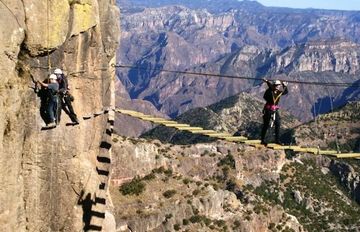 rappeling, hanging bridge, and extreme adventure at Copper Canyon, Mexico