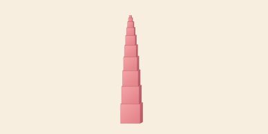 Stacked pink cubes arranged in a line against a beige background.