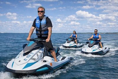 Private guided jet ski tour near Clearwater Beach with one party only riding in open water.