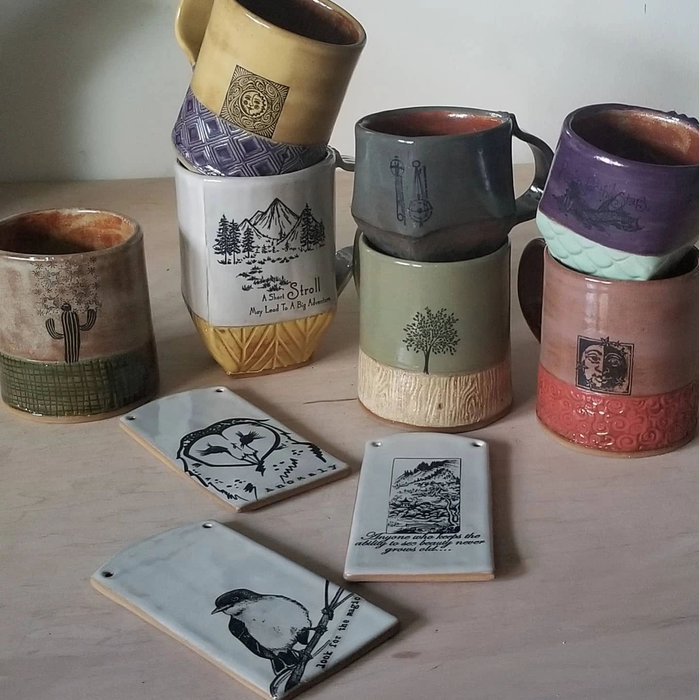 ceramic mugs in various colors