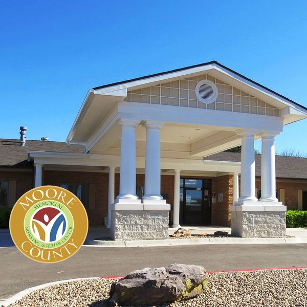Entrance of Moore County Memorial Nursing &amp; Rehab Center.