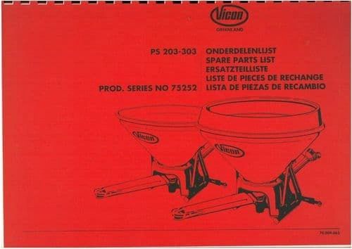 Vicon Fertiliser Spreader PS 203 & PS 303 Parts Manual - PS203 PS303