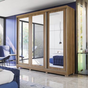 Guarda-Roupa Casal 100% MDF Kappesberg 3 Portas de Correr com Espelhos 8 Gavetas Nogueira
Referência