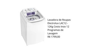 Electrolux Loja Oficial  Lavadora de Roupas Electrolux 12kgs