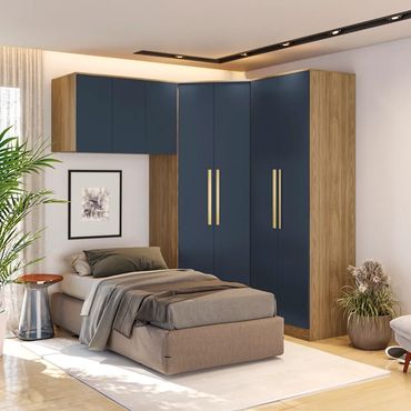 Quarto Modulado Kappesberg Adapt Nogueira/Azul Profundo 3 peças
Referência: CB1153-NGAZP
