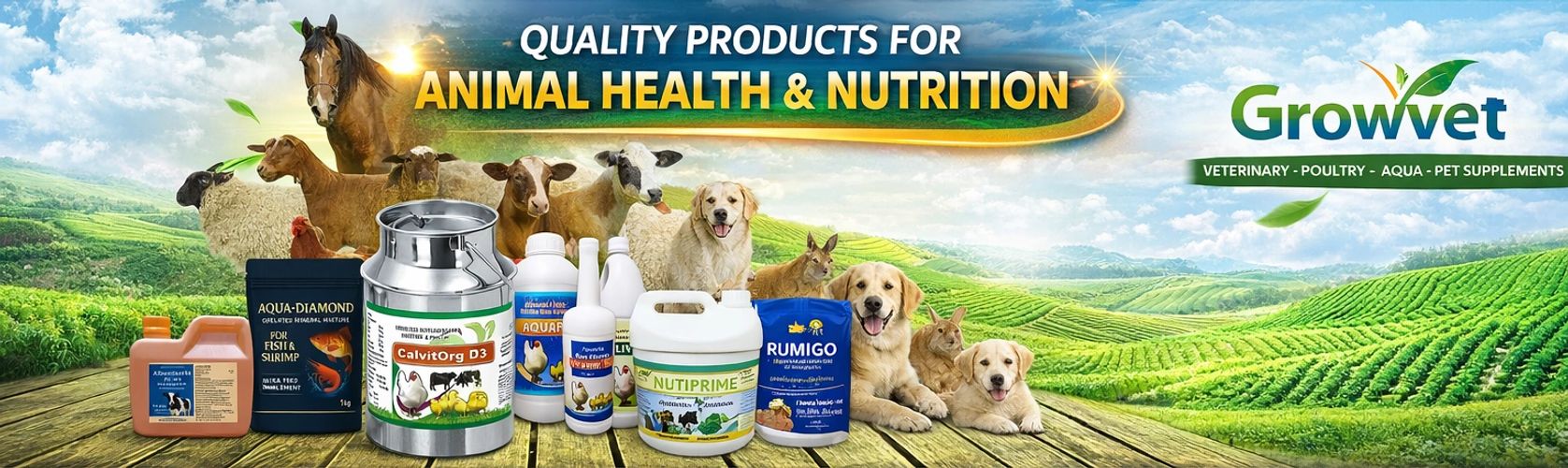 Growvet offers quality animal health and nutrition products with various supplements for livestock and pets.