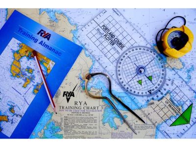 Navigation tools on a marine chart.