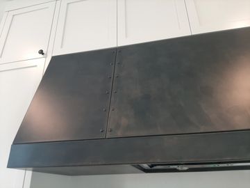 Custom Residential Hood Shroud Black Stainless Install Fabrication Okanagan Stainless Steel Kelowna