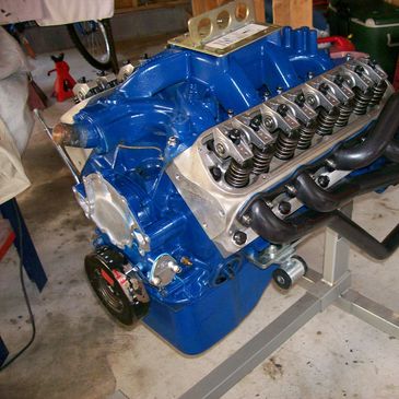 427 small block high output race engine for a 1965 Mustang coupe.