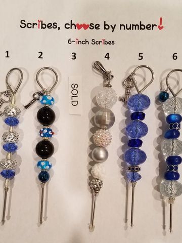 Blue Flower - Cookie Scribe, Colorful Scribes, Cookie Tool, 4in Scribes,  6in Scribes, Macaron Scribe, Beaded scribe tool, floral, mint blue