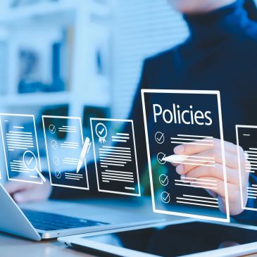 Digital interface showing policies and document management.