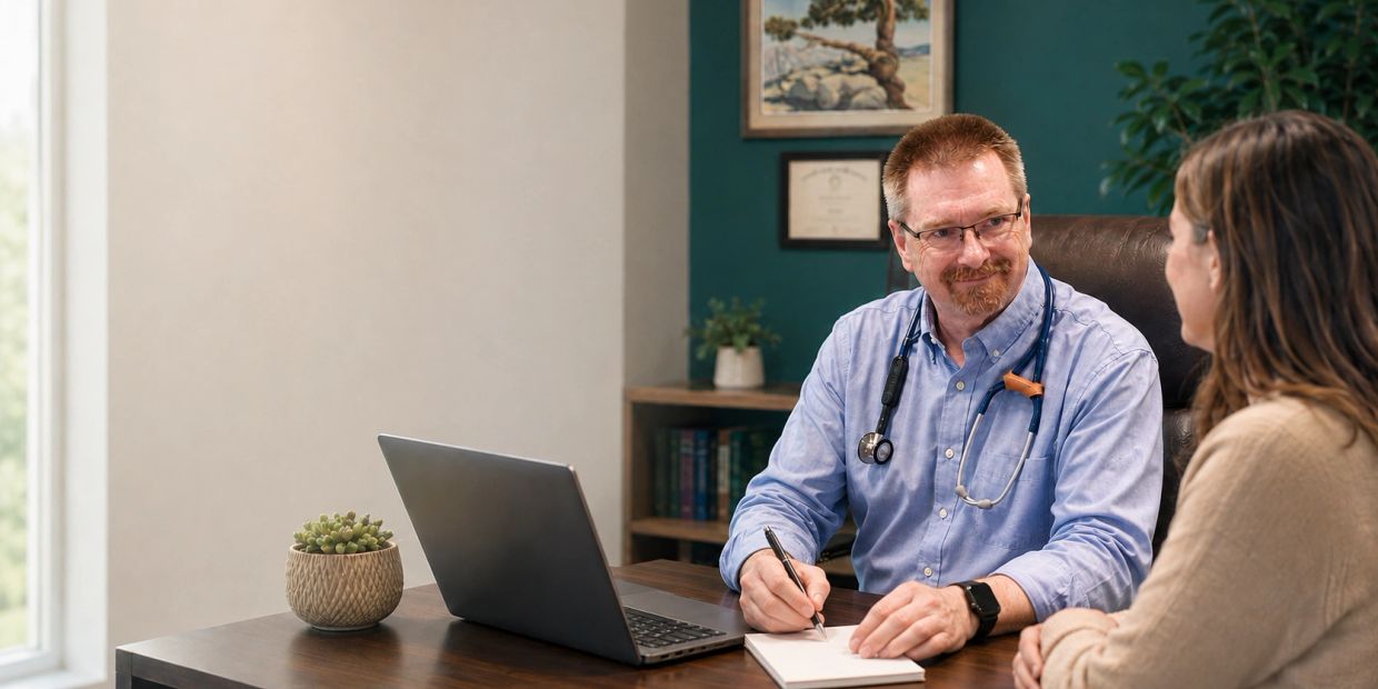 Doctor consulting a patient in an office.