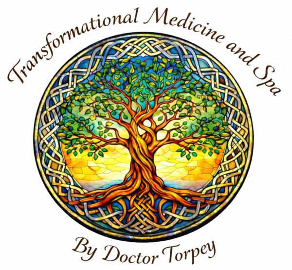 Stained glass tree logo for Transformational Medicine and Spa.
