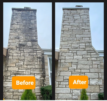 chimney stain removal with acid wash before and after, chimney refurbishing