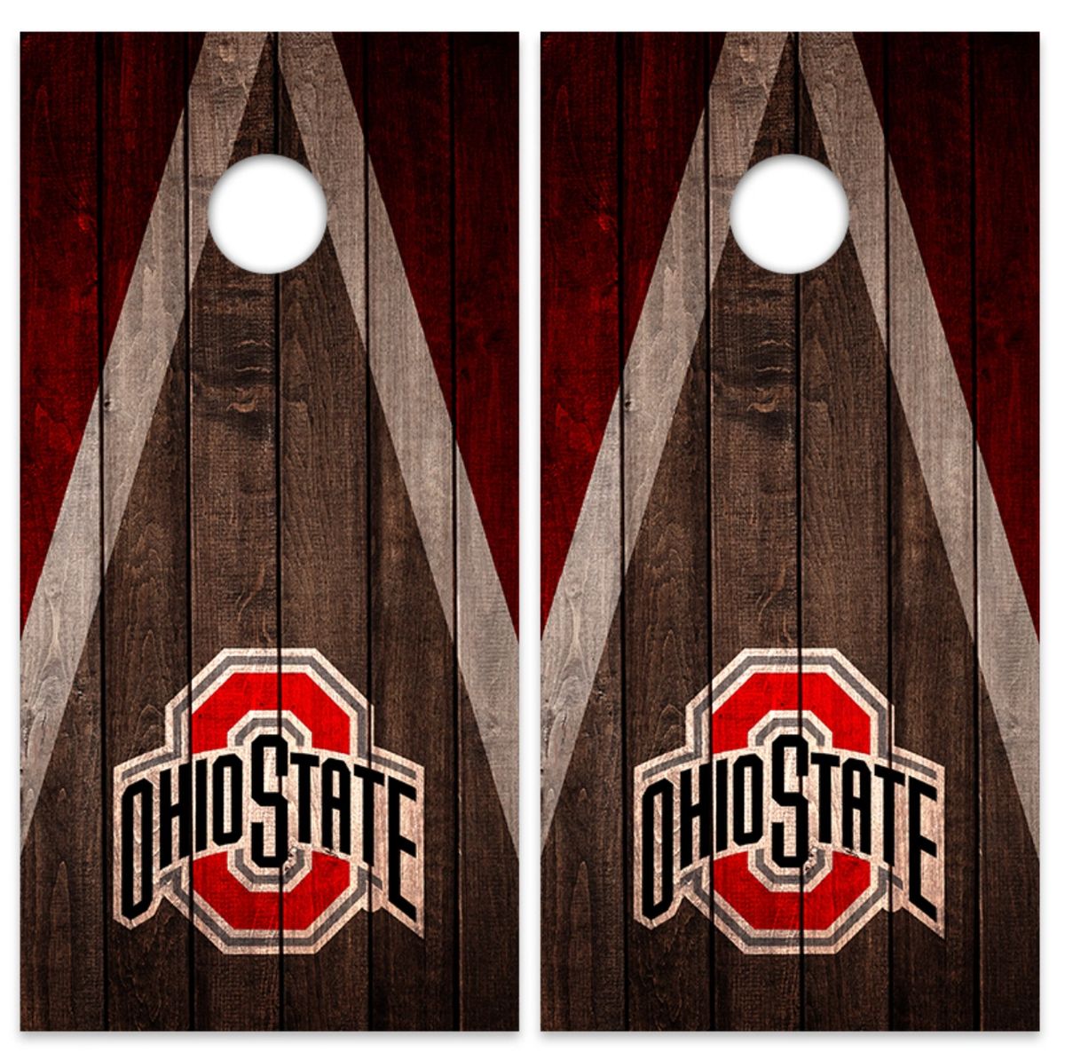 Ohio State Vinyl Wrapped Cornhole boards with bags