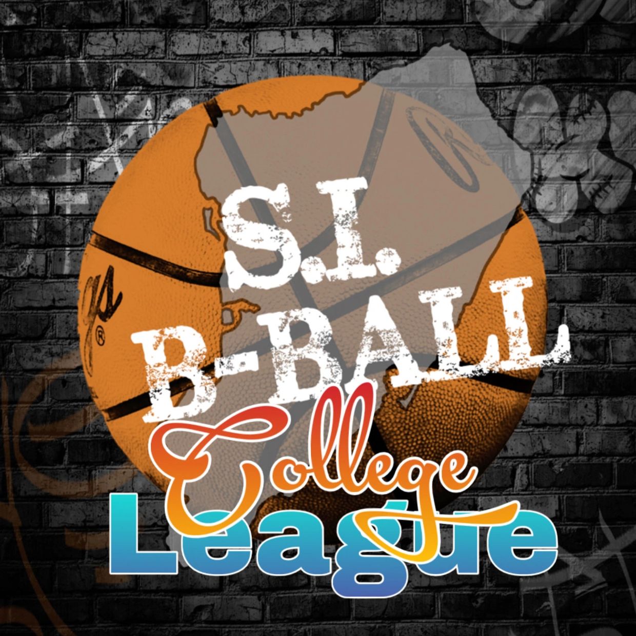 S.I. B-Ball College League basketball logo.