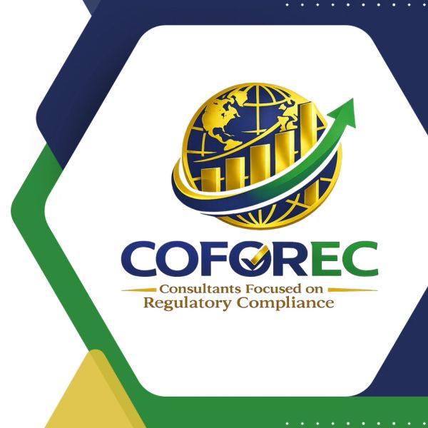 Logo of COFOREC, consultants focused on regulatory compliance with a globe and upward arrow design.