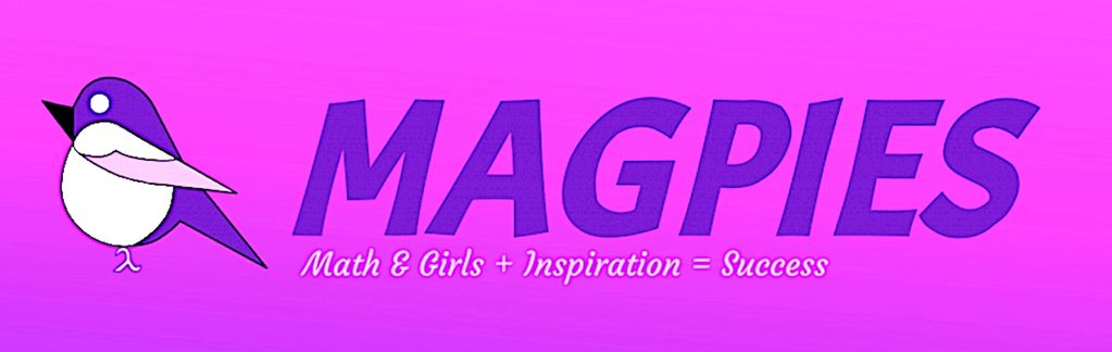 Logo for Magpies with a purple bird and math inspiration theme.