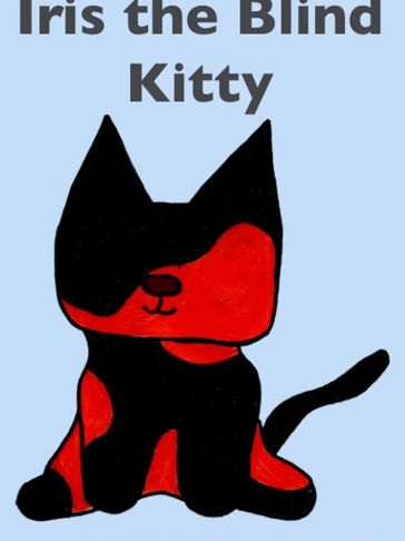 Cartoon of a black and red cat named Iris the Blind Kitty.