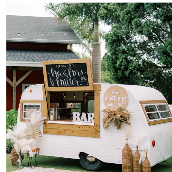 Boho bar mobile bar, bar service Bootlegger mobile bar, Bootlegger Event Services