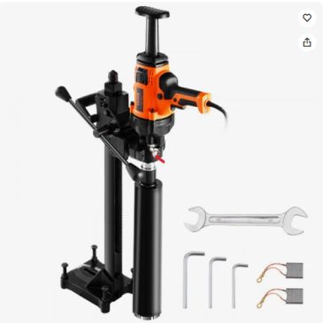 Electric core drilling machine with accessories.