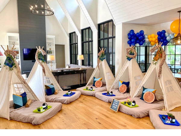 This indoor camping themed party brings the great outdoors indoors