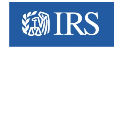 IRS logo on a blue background.
