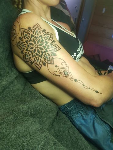 Geometric mandala. Tattoo. Ivar Treskon,
 Obsidian Ink Sumner Tattoo, Christchurch.