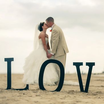 Wedding photography with word LOVE 