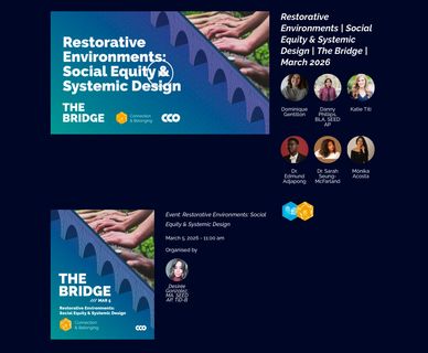 Event poster for Restorative Environments with social equity focus, March 2026.