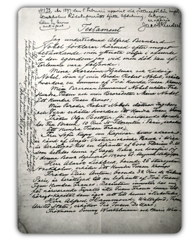 Alfred Nobel's Last Will & Testament