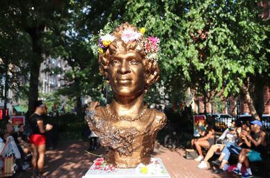 MARSHA P. JOHNSON Bust at Christopher Park in NYC on Wednesday afternoon, 25 August 2021 