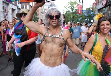 Montreal Gay Pride Parade in the 100 block of Ste Catherine Street in Montreal, QC on 7 August 2022