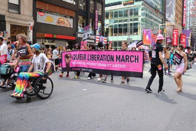 3rd Queer Liberation March along 7th Avenue at West 39th Street in NYC on Sunday, 27 June 2021