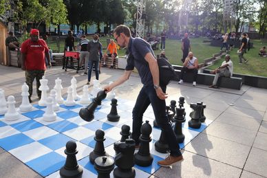 Place Emilie-Gamelin at 1500 Berri Street in Montreal QC on Thursday evening, 4 August 2022