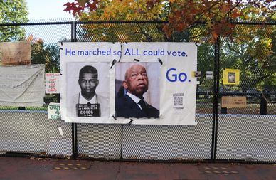 BLACK LIVES MATTER PLAZA Memorial Fence at Lafayette Park in Washington DC on 4 November 2020