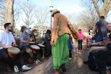 Malcolm X. Park Drum Circle at Meridian Hill Park, NW, Washington DC on Sunday, 4 April 2021