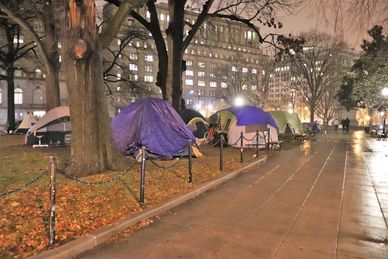 Homeless Encampments at McPherson Square Park, NW, Washington DC on Wednesday night, 25 January 2023