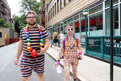 West Village along Christopher Street at 7th Avenue in NYC on Saturday afternoon, 29 June 2024