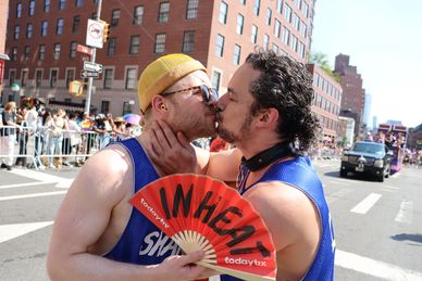 NYC Gay Pride March along 7th Avenue in West Village NYC on Sunday, 28 June 2026