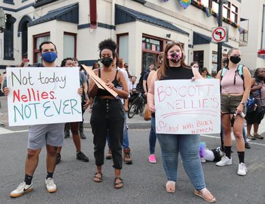 BOYCOTT NELLIES BLOCK PARTY in front of Nellie's Sports Bar, NW, WDC on Friday evening, 18 June 2021