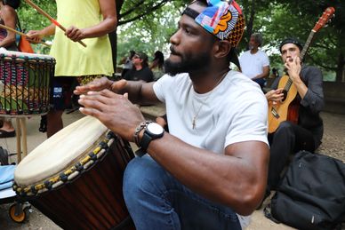 Malcolm X. Park Drum Circle at Meridian Hill Upper Park, NW, Washington DC on Sunday, 11 July 2021