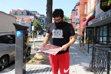 Man along 14th between S and T Street, NW, Washington DC on Thursday afternoon, 5 August 2021