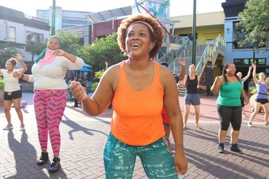 ZUMBA ON THE PLAZA at 916 Ellsworth Drive in Silver Spring, Maryland on Monday evening, 14 June 2021