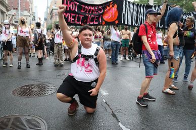 34th NYC DYKE MARCH along 5th Avenue at 23rd Street in NYC on Saturday, 27 June 2026