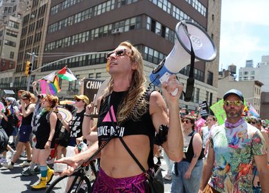 7th QUEER LIBERATION MARCH along 8th Avenue at West 30th Street in NYC on Sunday, 29 June 2025