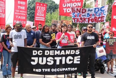 Free DC Project ONE YEAR IN, END THE DC OCCUPATION Rally at Black Lives Matter Plaza in Washington D