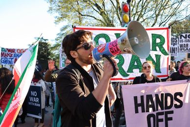 STOP THE WAR ON Rally at Lafayette Park in Washington DC on 7 April 2026